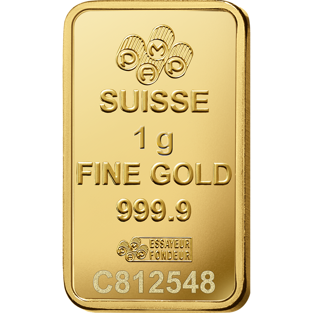 1 gram gold bar PAMP FORTUNA